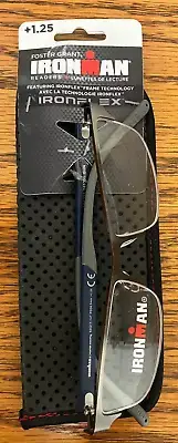 Foster Grant IronMan IronFlex IM1001 Gunmetal/Blue Men's Reading Glasses, +1.25