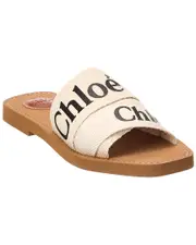 Chlo Woody Logo Linen Slide