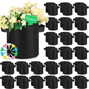 Nuanchu 50 Packs Grow Bags Small Aeration Fabric Pots Nonwoven Garden Bags Grow Pots Planter with 50 Pcs Plant Labels for Indoor Outdoor Plant Flower Planting Vegetable Growing (2 Gallon)