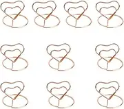 10Pcs Heart Shape Place Card Holders, Place Memo Holder Wire Picture Holder Menu Clip Table Number Stands for Party Wedding Restaurant Office- Rose Gold