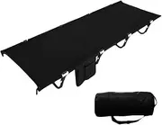 Folding Camping Beds, Portable Camp Bed with Storage Bag for Adults, Compact Camping Bed for Tents, Lightweight Sleeping Cot Supports 330lbs for Outdoor, Travel, Office, Festival ( Color : Black )