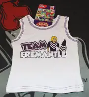 Fremantle Dockers AFL Infant Boys White Mascot Printed Cotton Singlet Size 1 New
