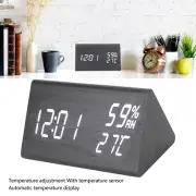 Wooden Digital Alarm Clock Triangular Voice Control Electronic LED Clock For IDM