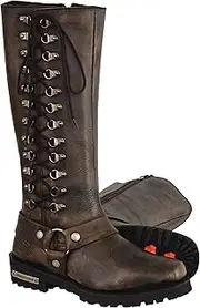 Milwaukee Leather Wo Classic Harness Leather Boot 7.5/14 inches Black/Beige