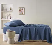 Brilliant Blue French Linen Sheet Set