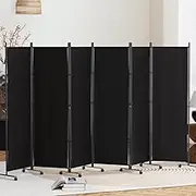 Artiss Room Divider Screen 6 Panel Partition Privacy Fold Fabric Wheels Large Black