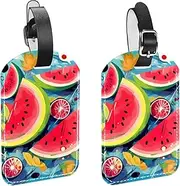 [YTYVAGT] Luggage Tags for Suitcases,Travel Tags for Luggage,Cartoon Leaf Sea Watermelon,2-Pc