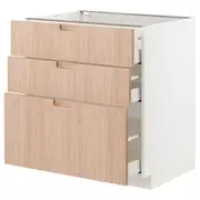 METOD / MAXIMERA base cabinet with 3 drawers, white/Fröjered light bamboo, 80x60x80 cm