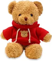 AUCOOMA Teddy Bear Stuffed Animal Cute Red Hoodie Bear Plush Toys Gifts for Kids 11.8 Inches