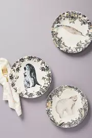 New Anthropologie "Arktikos” Full 3 PC. Plate Set ~ Bear, Penguin, & Narwhal