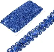 uxcell 2.3cm x 13m Sequin Trim Dark Blue Flat Sequin Braid Trim Strip Paillette Ribbon for Crafts, Embellishments, DIY Sewing Costume Decor