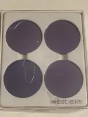 West Elm Set of 4 Purple Mirrored Circle Ornaments NEW