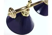 Pool Snooker Billiard Table Lighting - LARGE Brass Light (4 x Blue Shades)