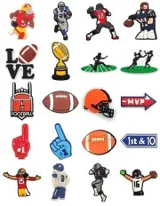 20Pcs American Football Shoe Charms Bulk Pins for Boys Girls