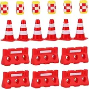 KOMBIUDA 36pcs Traffic Model Mini Traffic Cones Fences Buckets for Educational Cognition and Enhancing Coordination Skills
