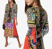 ETRO Patchwork-Effect Printed Crepe De Chine Midi Dress sz US XS-S/ IT 40 $1870
