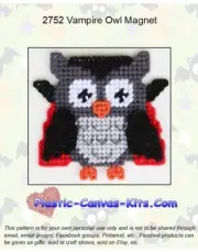 Vampire Owl Magnet-Plastic Canvas Pattern or Kit