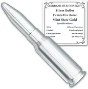 CoinFolio Silver Bullet - 20 mm Autocannon Round (25 oz) - .999 Pure Silver by Mint State Gold