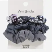 Vera Bradley Mimosa Medallion Hair SCRUNCHIES pack 3 pc Purple Gray (New&Sealed)
