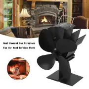 4 Blades Heat Powered Stove Fan Wood Log Burner Fireplace Fuel Saving Eco,