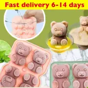 4/2 Grid 3D Little Teddy Bear Shape Ice Cube Silicone Mold Silian Ice Block Mold