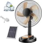 16" Portable Battery Operated Solar Fan, Rechargeable Floor Fan, Hi-Velocity Cordless Camping Fan, USB Phone Charge, Quiet, Wireless, For Travel Shed Outdoor Home Garage Tent Car Barn(A,10000 mAh)