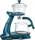 Mozeo Kungfu Glass Tea Set Heater Magnetic Water Diversion Deer Teapot Blue