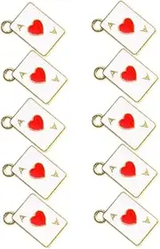 [Abaodam] 10pcs Poker Pendant Charm Necklace Bangle Keychain Cartoon Keychain DIY Poker Card Charms Earring Making Accessories Charms for Earring Making Alloy Black DIY Pendants DIY Supplies