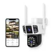 Outdoor Security Camera with Dual Lens Three Screens,3MP WiFi Camera Wired fo...