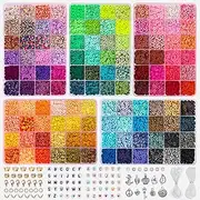 QUEFE 10160pcs, 120 Colors Clay Beads for Bracelet Making Kit, Flat Beads for Girls 8-12, Polymer Heishi Beads for Jewelry Kit, for Preppy, Crafts Gifts