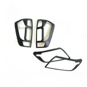 TRADIESCHOICE Black Head Light and Tail Light Lamp Covers for Nissan Navara NP300 2015-2020 D23 - Stylish and Protective Enhancements