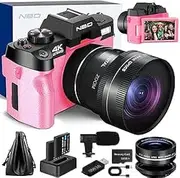 Digital Camera for Photography,NBD 4K 48MP Autofocus Vlogging Camera with 32G SDCard 16X Digital Zoom, Compact Digital Camera with 3.0 Inch 180 Screen with Wide Angle & Macro Lens (Pink)