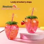 Coffee Strawberry Straw Cup With Lid Cartoon Drinkware Drinking Water Bottle
