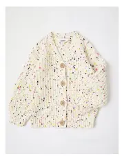 [Milkshake] Multi-coloured Nep Cardigan in Cream