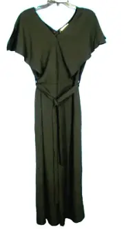 NWT ROOLEE Black Crepe RUFFLE PAPILLION Surplice Bodice BELTED Dressy Jumpsuit M