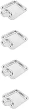 Zerodeko 4pcs Stainless Steel Dumpling Plate with Sauce Dish and Chips and Dip Bowl Multi-Section Serving Plate for Snacks and Sushi