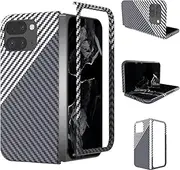 [Jarttarn] Carbon Fiber Case Compatible with Google Pixel 9 Pro Fold 2024 | Ultra-Thin Hard Plastic PC, Matte Finish and Stylish Protective Case (Black Silver)