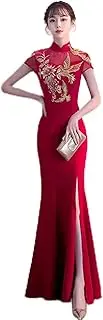 [SMDSAZ] Red Traditional Chinese Style Bride Wedding Dresses Embroidery Cheongsam Gown Robe Party Evening Dress Marry Qipao
