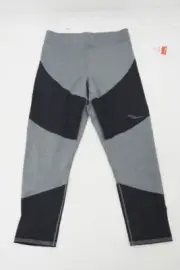 NEW! Saucony Time Trial 3/4 Length Running Tights Men's Medium Grey/Black