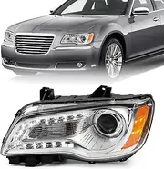 FOR Chrysler 300/300C Headlight Assembly 2011 2012 2013 2014 Halogen Type LED DRL Replacement Headlamp Left Driver Side 68143003AA