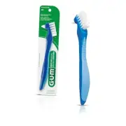 Denture Brush - Dual Headed Hard Bristle Toothbrush for Dentures & Acrylic