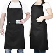 Black Adjustable Bib Apron - Water-Proof and Oil-Proof Kitchen Apron, 2Pcs Cooking Aprons
