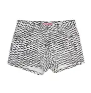 Betsey Johnson Women's Ivory Milk Fishnet Pattern Stretch Denim Mini Shorts