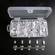 Mingzhe 200pcs Aluminum Crimp Sleeves Connector Kit 5 Sizes Double Barrel Crimp Sleeves for Fishing Line