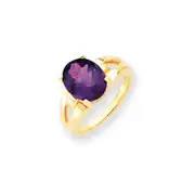 14k Yellow Gold 11x9mm Oval Amethyst Checker ring