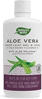 Nature's Way Premium Aloe Vera Inner Leaf Gel & Juice 99% Purified, Wild Berry Flavored, 33.8 fl oz. 2-Pack(Packaging May Vary)
