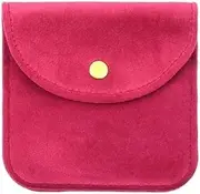 [Generic] 1Pc Jewelry Bag Portable Jewelry Pouch Snap Button Storage Pouch Ring Necklace Earrings Packaging Bag Gift(Red,Large)