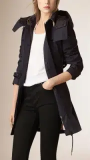 NWT Burberry Fenstone Nova Check Cotton Hooded Trench Coat W/ Warmer -Run Small