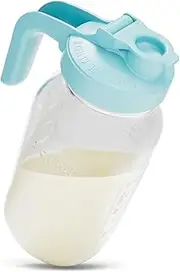 County Line Kitchen Breast Milk Pitcher for Fridge - Wide Mouth, 2 Quart (64 oz) Mason Jar - Heavy Duty Breastmilk Storage Container, Leak Proof, Sturdy - Baby Formula Mixer Pitchers