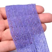 Natural A++ Blue Tanzanite Gemstone Micro Faceted Round Loose Beads 12.5" Strand